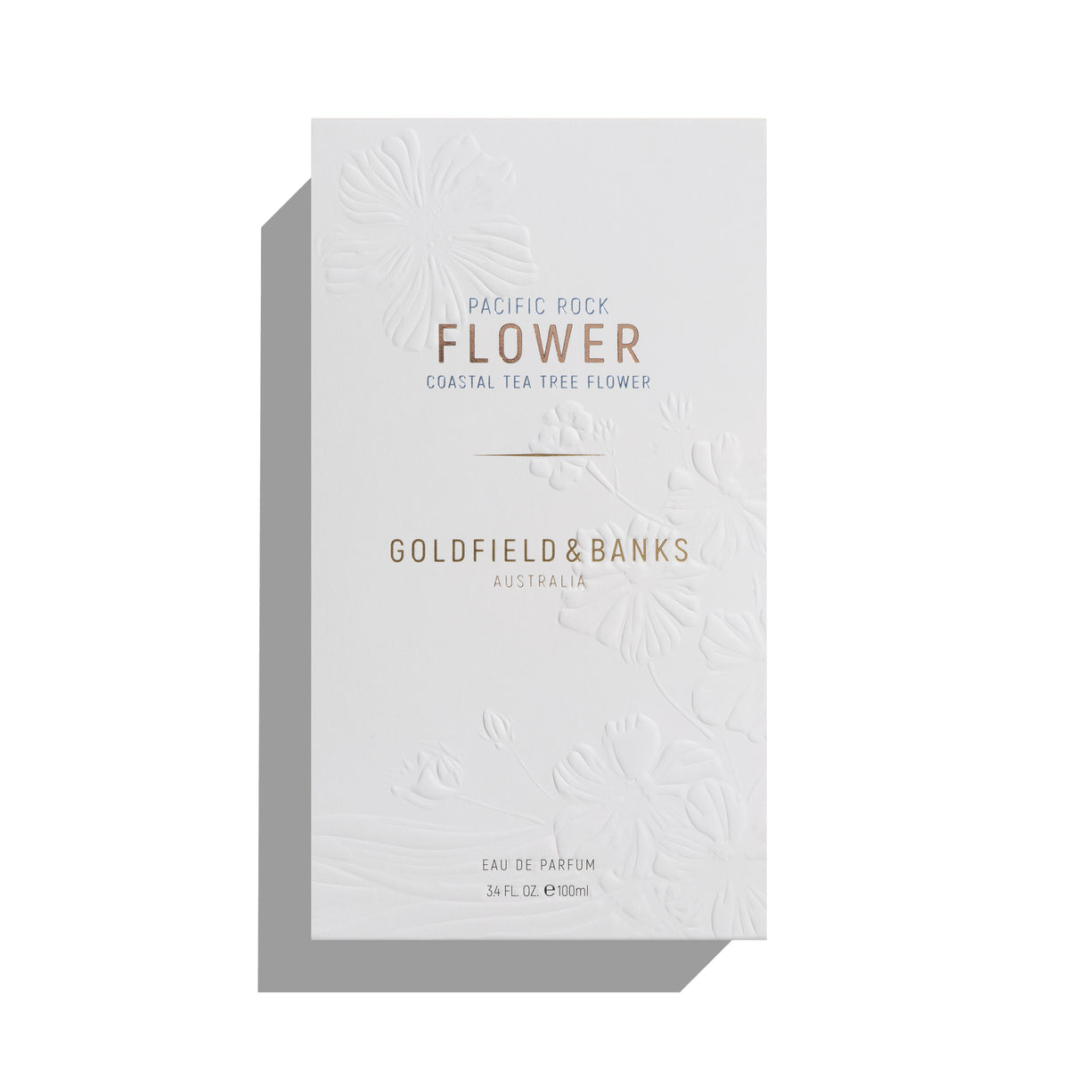 Pacific Rock Flower, Goldfield & Banks perfume packaging on a white background